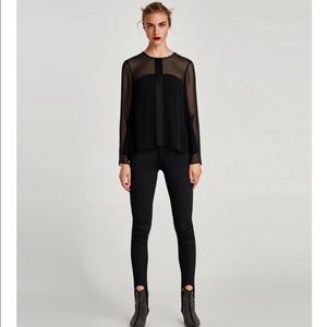 Black Blouse with Sheer Details